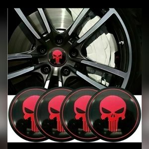 4pcs Skeleton Skull Car Wheel Center Hub Cap, Car Wheel Hub 3D Emblem Stickers C